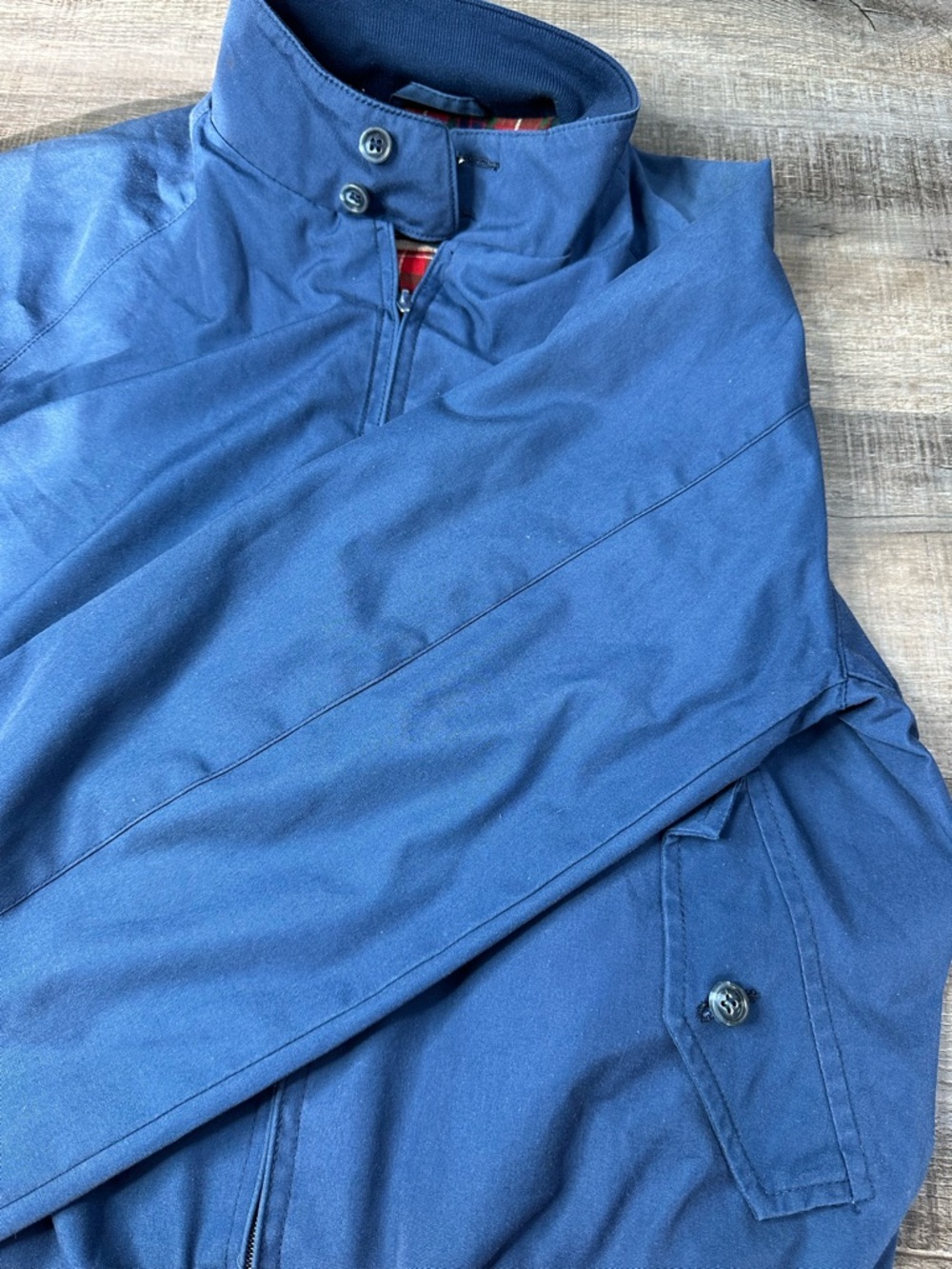 Vintage Baracuta Navy Bomber Jacket with Tartan Lining Button Collar Men’s 40R - Picture 7 of 16
